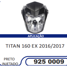 Carenagem Farol Completa Compatível Titan-160 EX 2016/2017 (Preto Injetado) Sportive